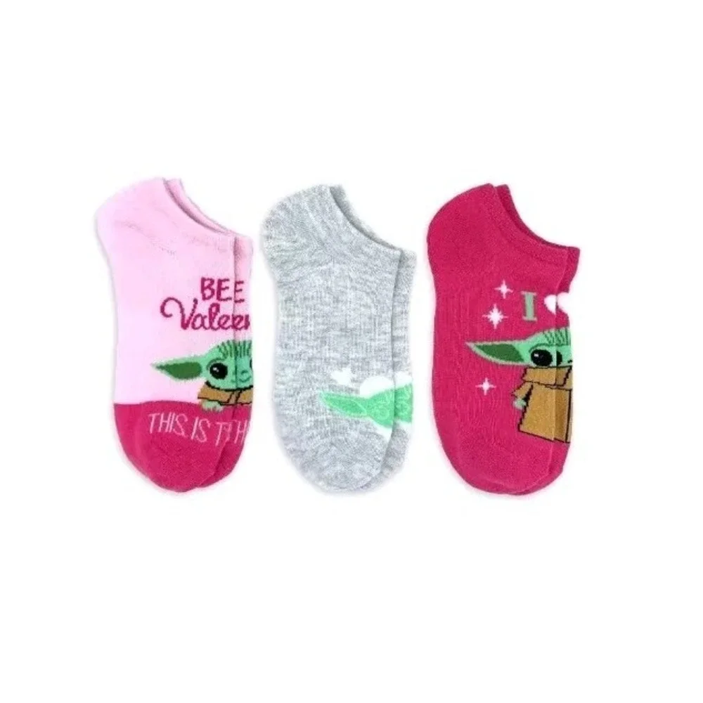 Star Wars No Show Socks Baby Yoda Shoe Size 4-10 3pk Lot of 2 Valentine NEW